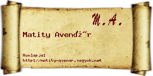 Matity Avenár névjegykártya